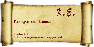 Kenyeres Emma névjegykártya